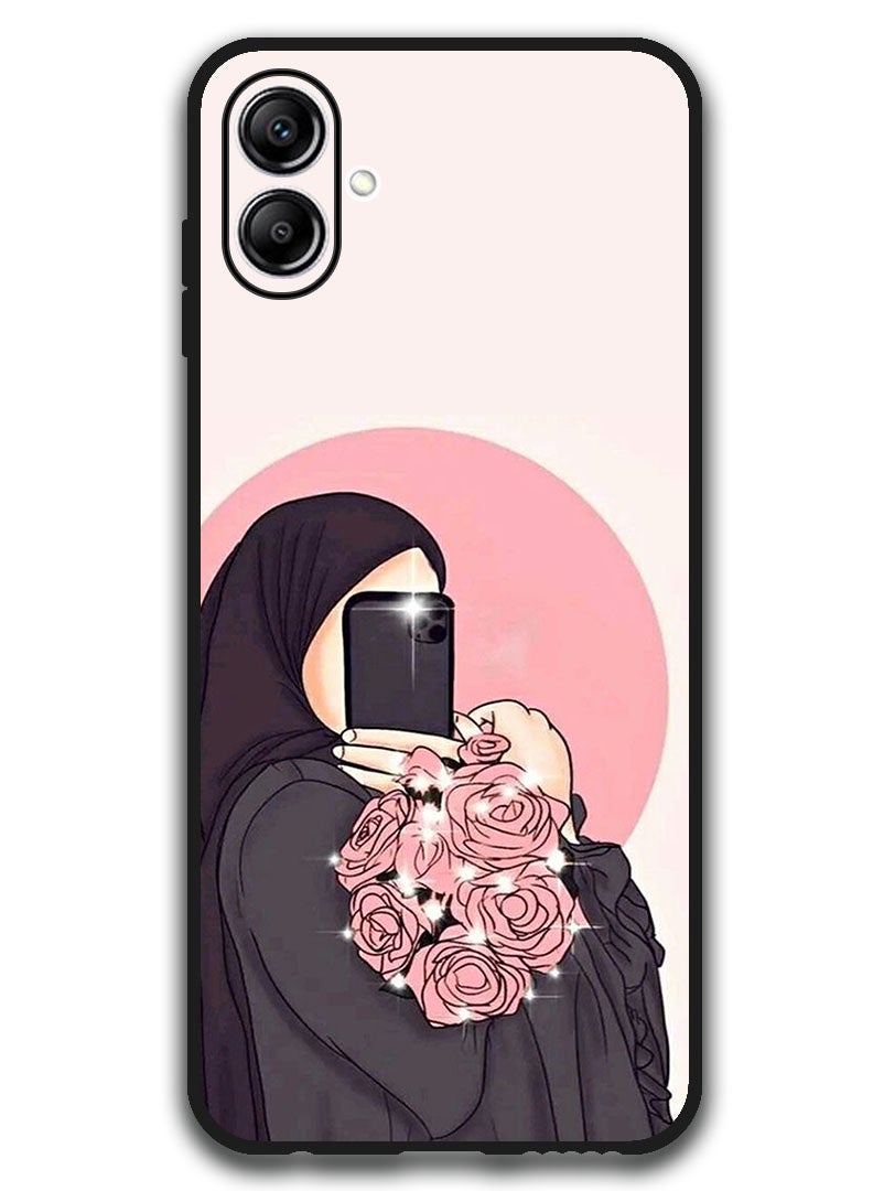 Theodor Case Compatible with Samsung Galaxy A07 6.7 Inch Protection Shockproof Bumper Cover Making Selfies While Holding Flowers - Image 1